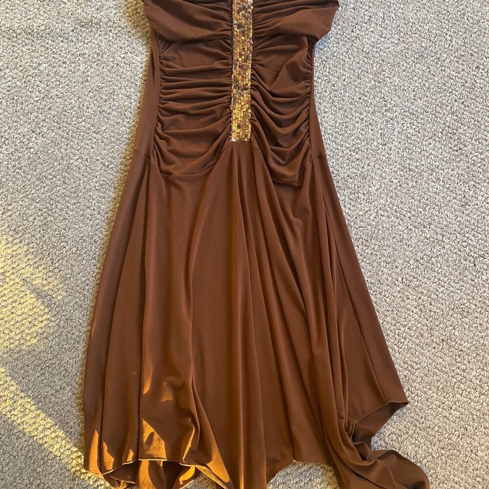 Max and Cleo Brown Sequin Cocktail Dress